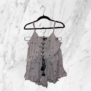 American Eagle Outfitters Striped Top and Bottom Set With Tassels Size Medium